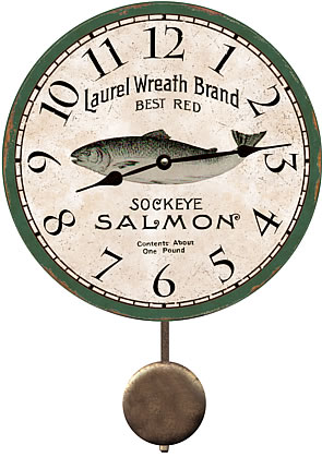 LAUREL WREATH SALMON WALL CLOCK 