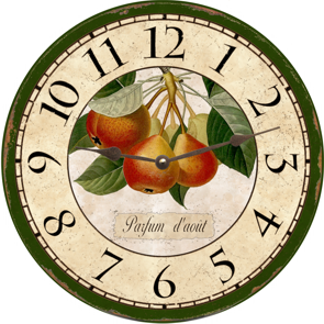 french botanical country pears wall clock